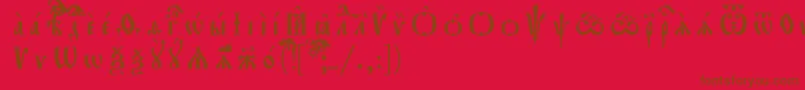 フォントOrthodox.TtUcs8Р Р°Р·СЂСЏРґРѕС‡РЅС‹Р№ – 赤い背景に茶色の文字